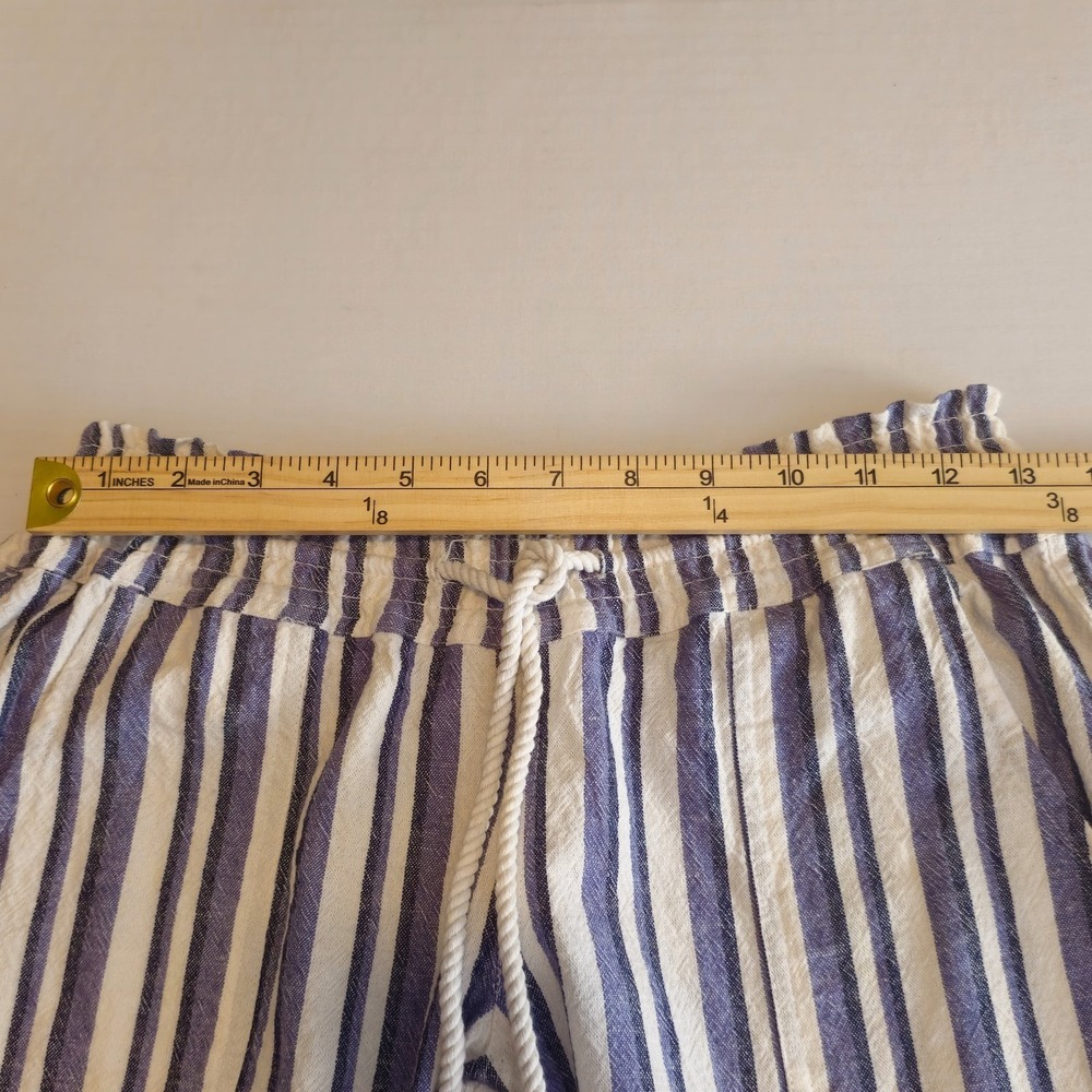 Roxy Oceanside Beach Pants Womens XS Blue White Striped Flared Leg Low Rise - Picture 7 of 12